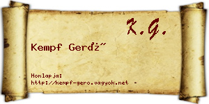 Kempf Gerő névjegykártya
